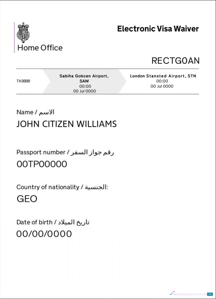 Download United Kingdom electronic visa waiver Photoshop template